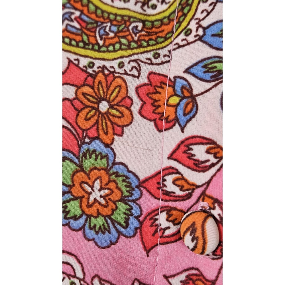 Harlow & Rose Pink Paisley Print Long-sleeve Midi Dress Size Medium Missing Belt - Picture 16 of 16
